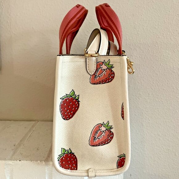COACH Smith Tote 24 Bag Strawberry Pink Red White Shoulder Handbag CAR80 - Picture 4 of 16